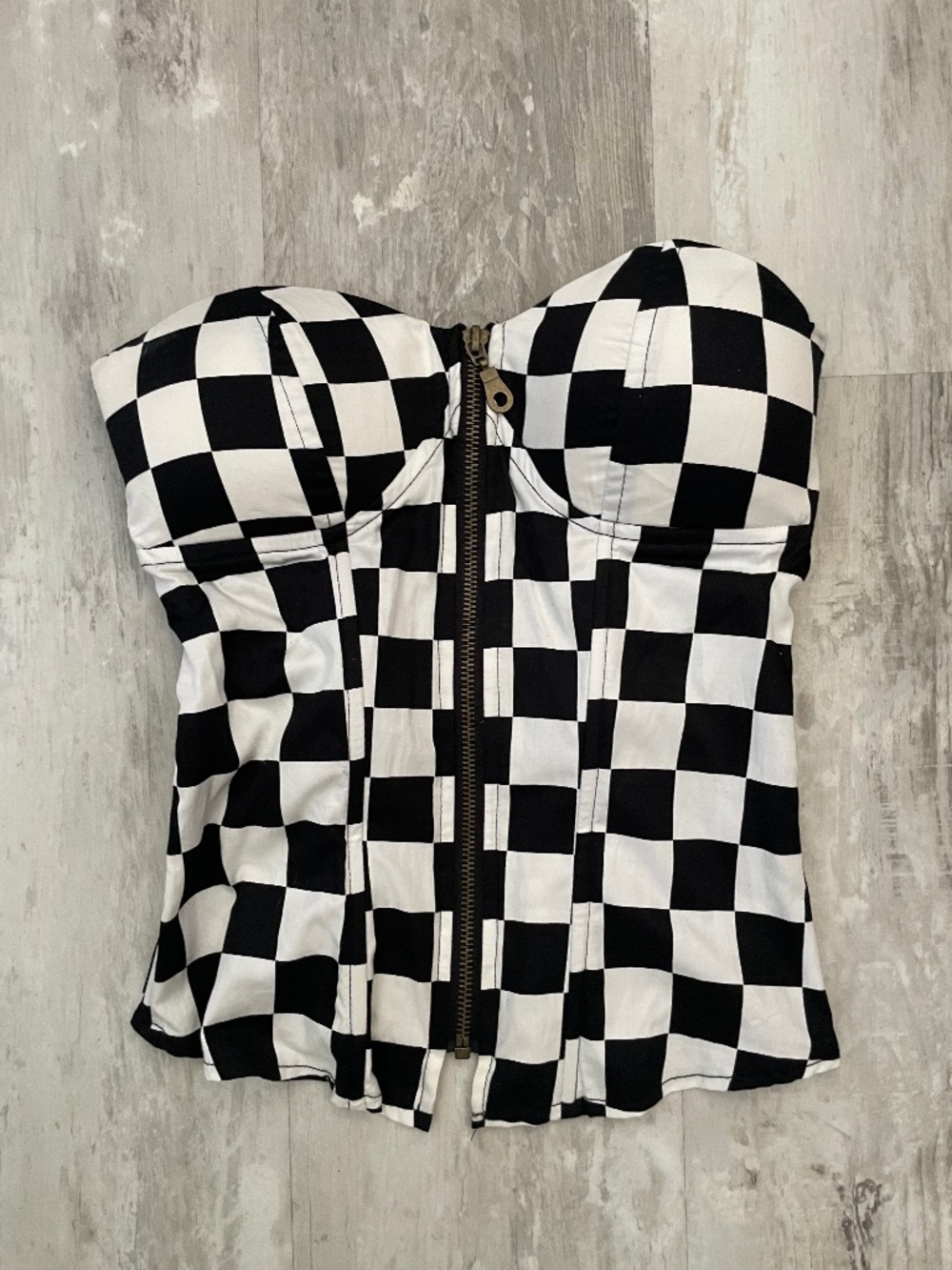 Rue 21  Checkered Corset Top Front Zipper Closure NWT Size S